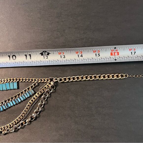 Turquoise Blue Beaded statement necklace cosplay tribal Egyptian princess weddin - Picture 16 of 16